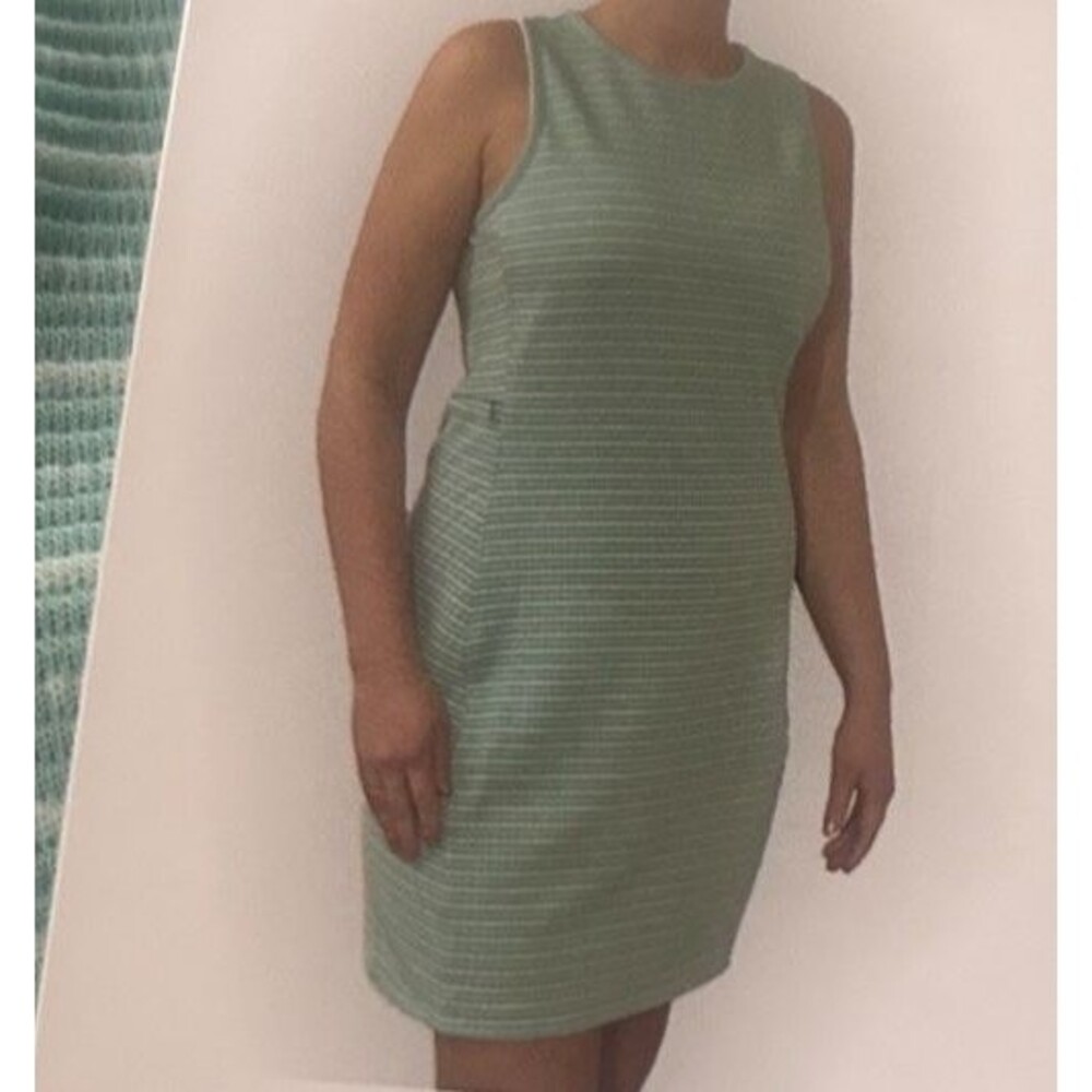 Hi-Tec Two-Tone Shade Teal  Stripe Sleeveless Ottoman Stretch Dress Women Size S